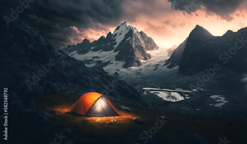 Summer camping at its finest: Dramatic evening sky and mountains © Light & Lines