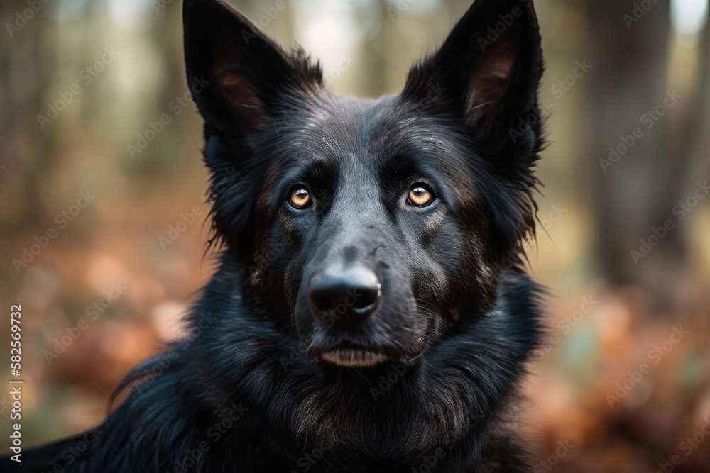 Stunning black German shepherd dog. Generative AI Stunning black German shepherd dog. Generative AI