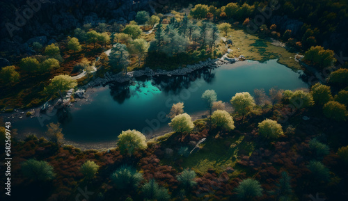 drone photography, mountain rivers and forests, cinematic shot. Picturesque nature photos from a drone © Yuriy Maslov