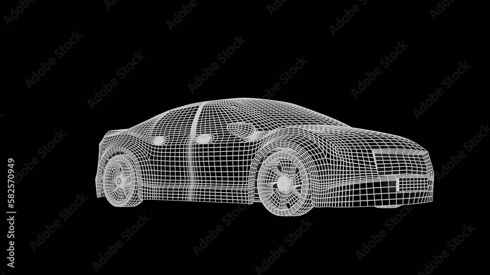 Naklejka premium car wireframe 3d