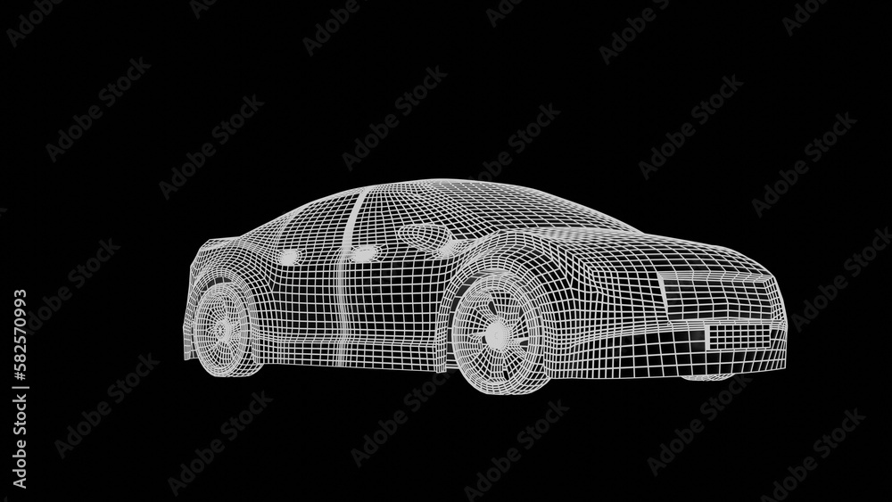 Naklejka premium car wireframe 3d
