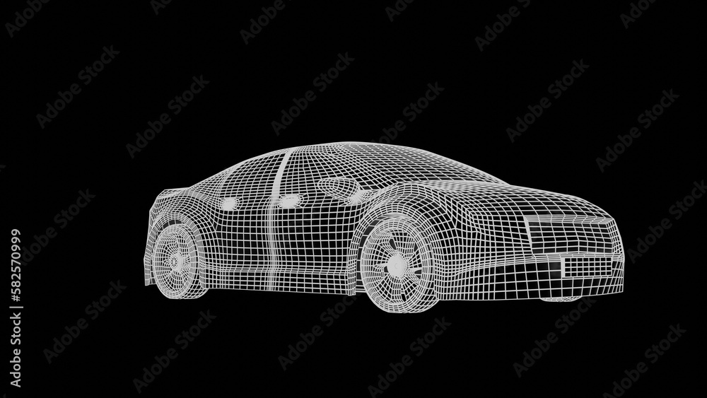 Naklejka premium car wireframe 3d