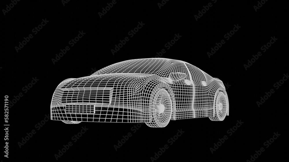 Naklejka premium car wireframe 3d