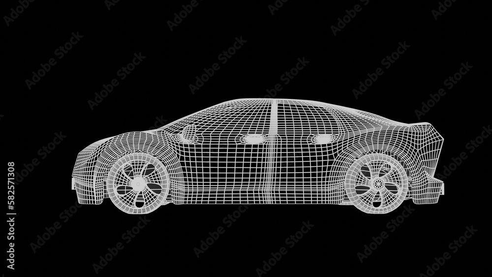 Naklejka premium car wireframe 3d
