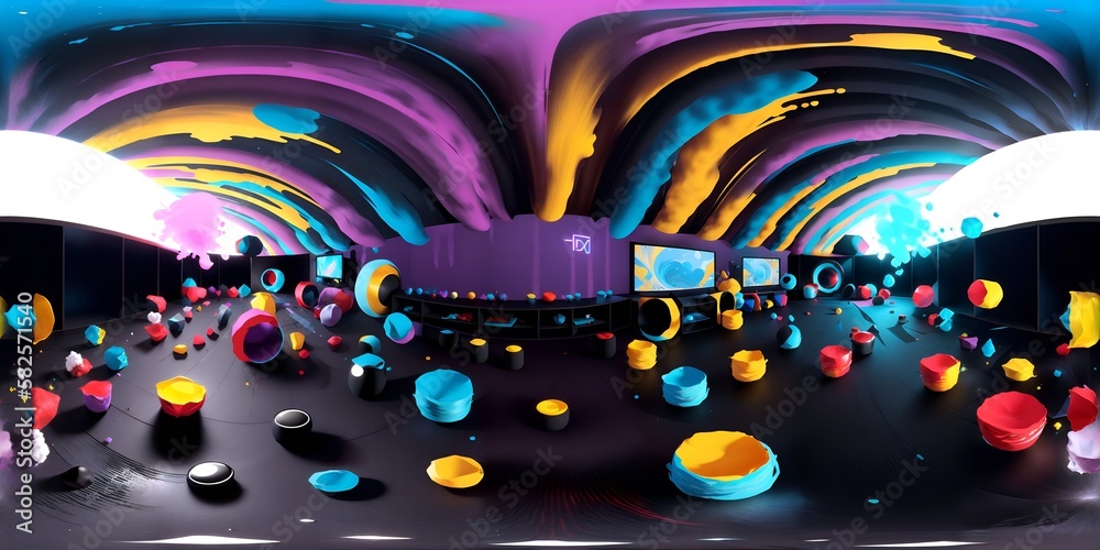 Photo of a colorful room filled with various objects Photo of a colorful room filled with various objects