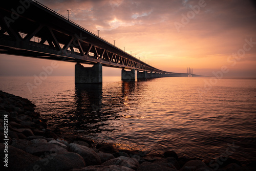 The Oresund Bridge is a combined motorway and railway bridge between Sweden and Denmark (Malmo and Copenhagen). © PhotosbyPatrick
