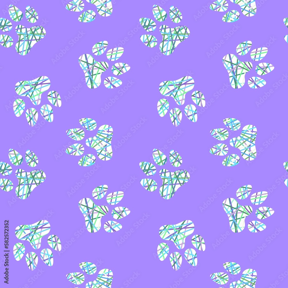 Psie tropy na fioletowym tle