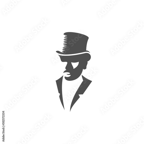 male head logo illustration design,gentleman logo design illustration