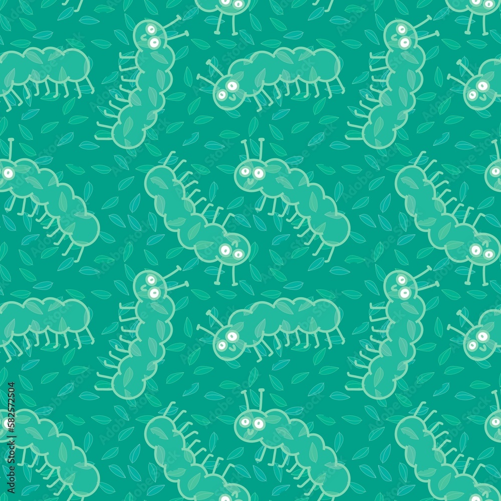 Cartoon summer animals seamless caterpillars pattern for notebooks and wrapping paper and kids clothes print