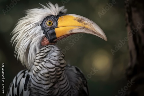 A yellow billed hornbill spotted in the wild in South Africa's Kruger National Park. Generative AI