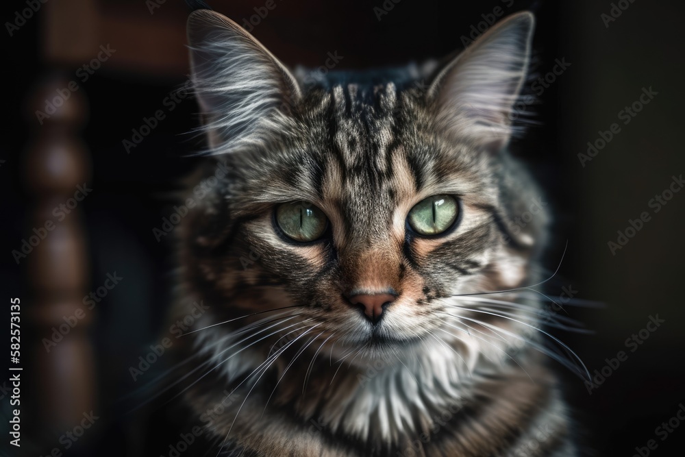 Picture of a lovely young domestic cat. Generative AI