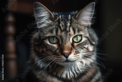 Picture of a lovely young domestic cat. Generative AI