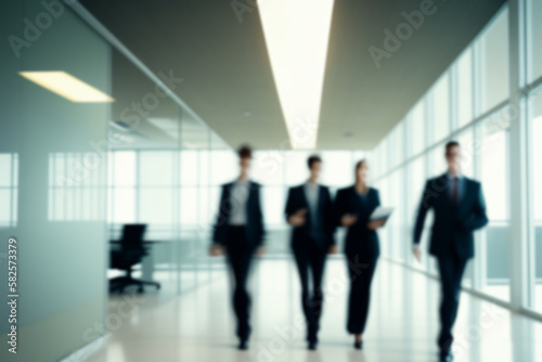 Abstract blurred interior of a modern office. Suitable as background for business concept. Computer generated image