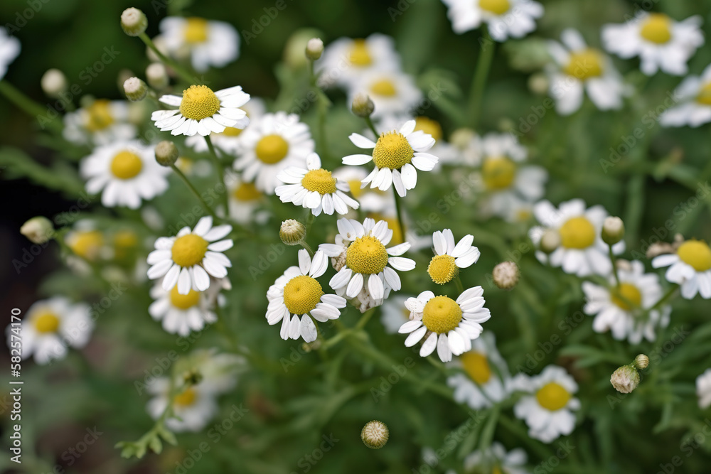 Camomile herb pictures showcase the dainty and charming flowers of the Matricaria chamomilla plant. Camomile herb pictures showcase the dainty and charming flowers of the Matricaria chamomilla plant.