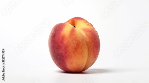White peach fruit isolated on white background created with generative AI technology