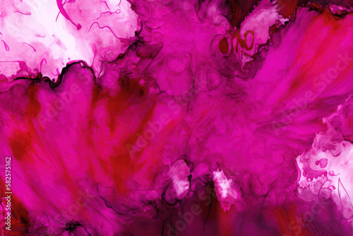 Alcohol ink Background trendy color viva magenta. Generative ai. 