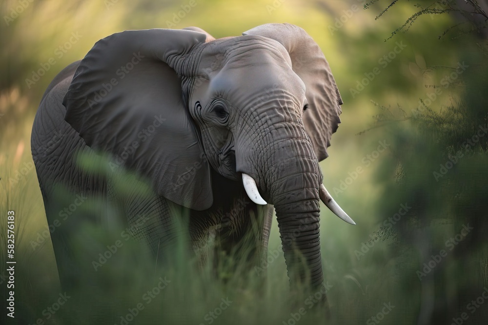 Fototapeta premium Mighty African Elephant, created with Generative AI technology