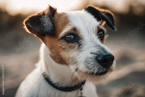 Close up of a lovely and amusing Jack Russell Terrier. Generative AI