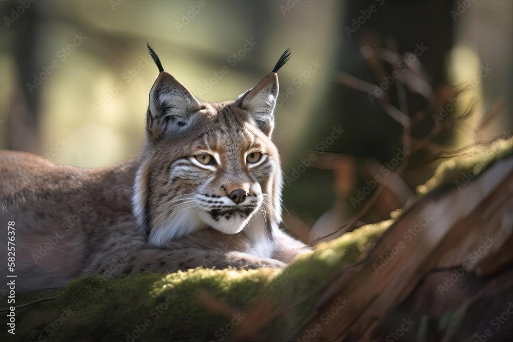 Fototapeta premium Majestic Eurasian Lynx, created with Generative AI technology