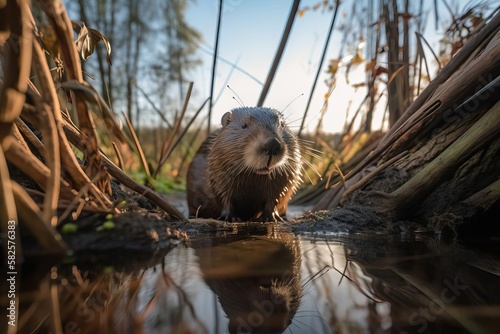 Industrious Eurasian Beaver, created with Generative AI technology