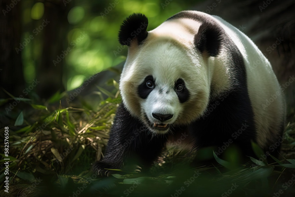 Obraz premium Beloved Giant Panda in the Chinese Forest, created with Generative AI technology