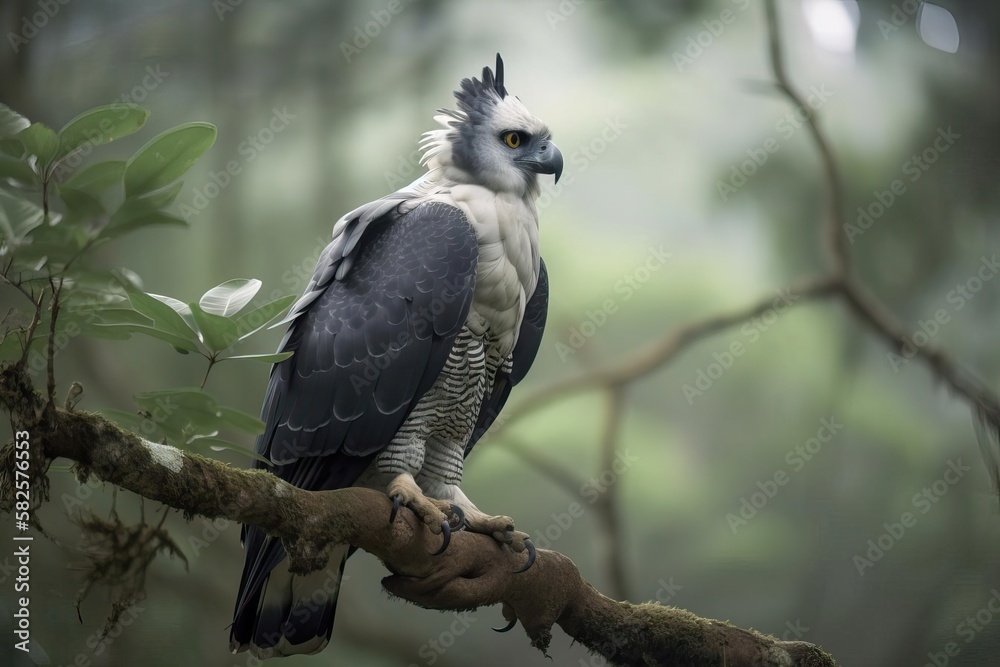 Powerful Harpy Eagle in the Tropical Rainforest Canopy, created with Generative AI technology Powerful Harpy Eagle in the Tropical Rainforest Canopy, created with Generative AI technology