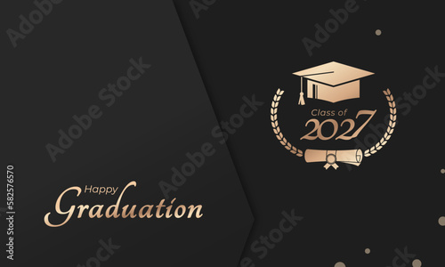 Class of 2027 Year Graduation of Decorate Congratulation with Laurel Wreath for School Graduates
