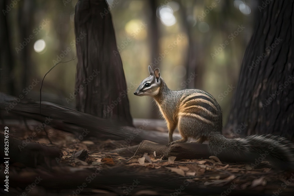 Adorable Numbat in the Australian Bush, created with Generative AI technology Adorable Numbat in the Australian Bush, created with Generative AI technology