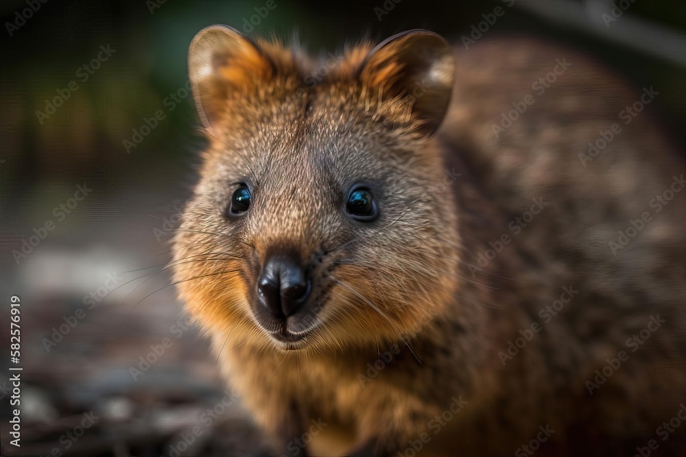 Fototapeta premium Irresistible Quokka on Rottnest Island, created with Generative AI technology