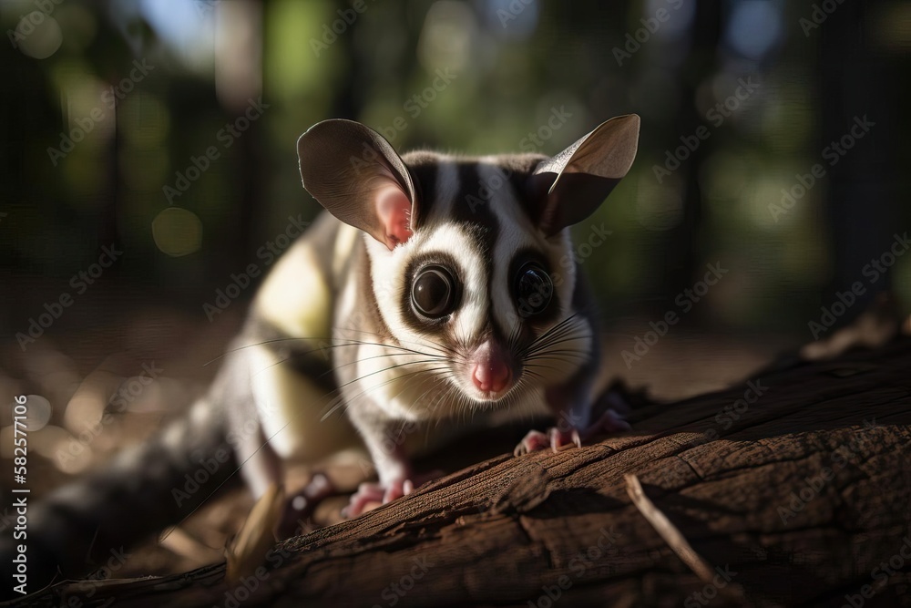 Adorable Sugar Glider in the Australian Forest Canopy, created with Generative AI technology