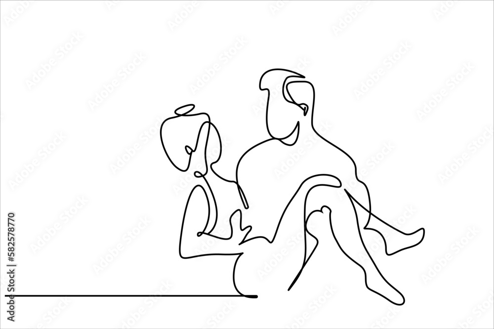 young couple in love man carrying woman in his arms marriage celebration joy happy moments line art
