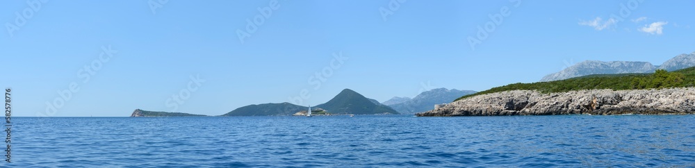 Coastline near baymouth of Kotor bay between Montenegro and Croatia.