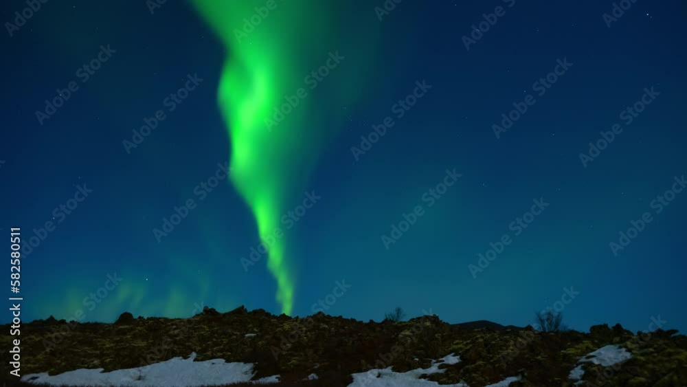 Aurora Borealis, Northern Lights in Iceland, Real Night Sky with Stars ...