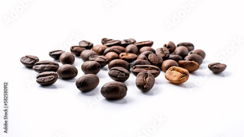 Isolated coffee beans with selective focus