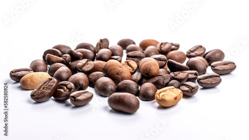 Fresh coffee beans in a close-up macro shot