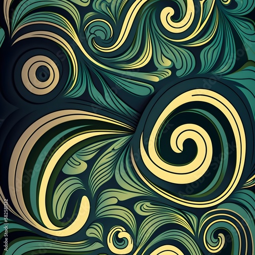 ornamental green background with flowers