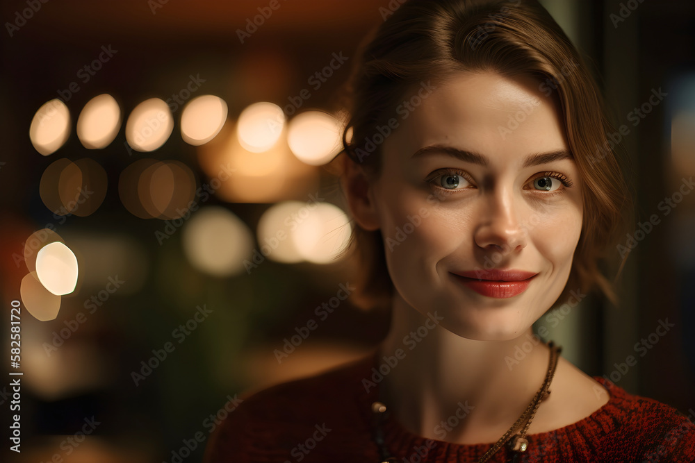 Modern symphatic beauty smiling woman portrait ilustration, generative ai. Modern symphatic beauty smiling woman portrait ilustration, generative ai.