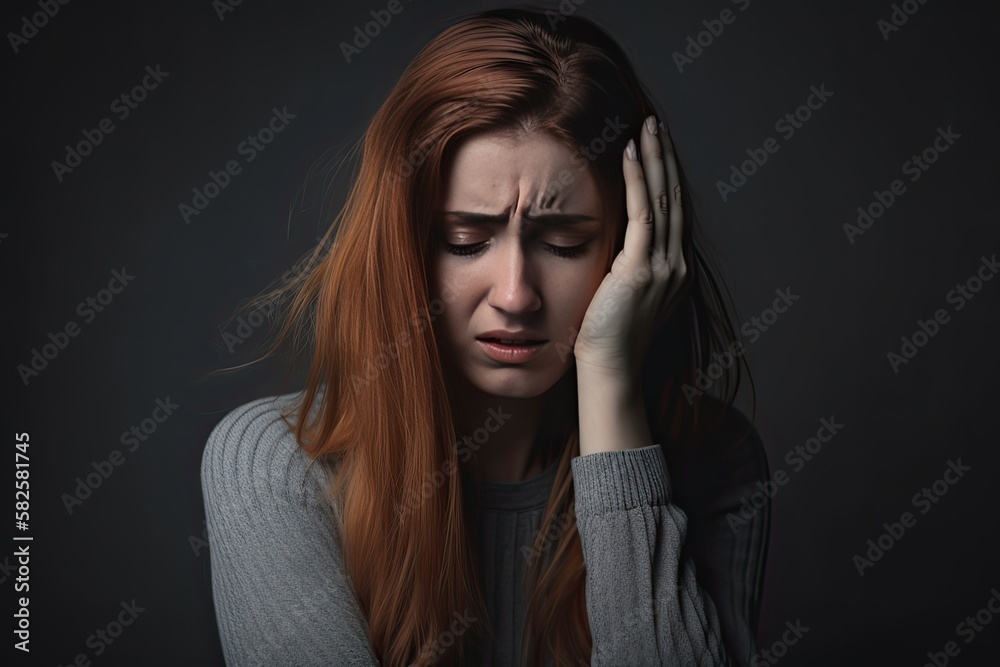 Portrait of a Woman Depressed and Anxious (Generative AI) Portrait of a Woman Depressed and Anxious (Generative AI)