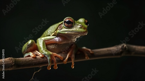 Cute little tree frog on a twig
