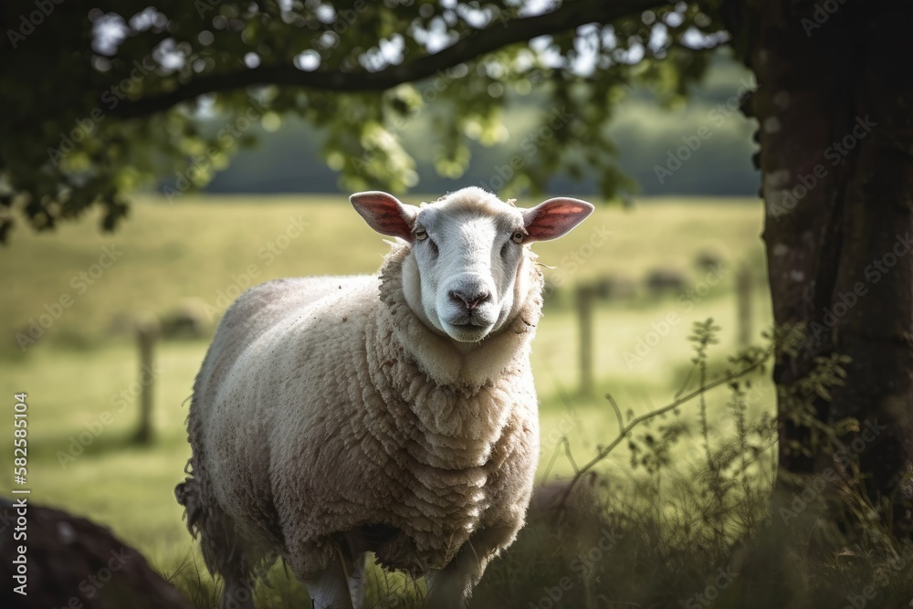 Obraz premium A picture of a sheep in an open area. Generative AI