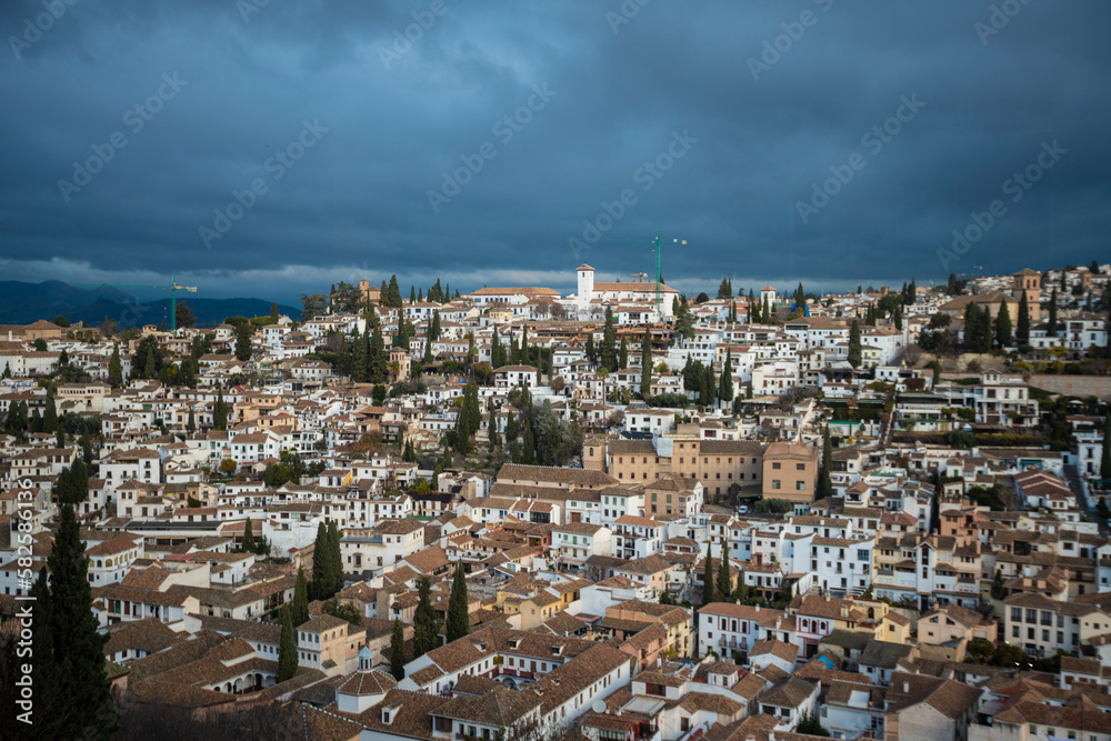 View of Granada historic quarters Albayzin, sacromonte, spain