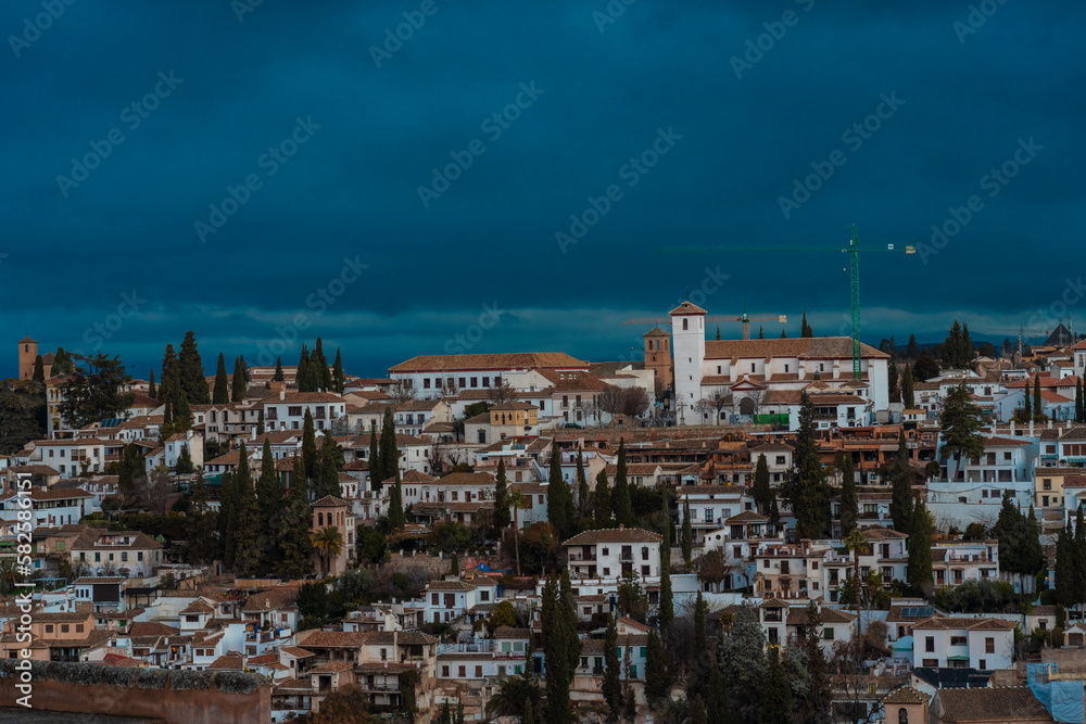 View of Granada historic quarters Albayzin, sacromonte, spain