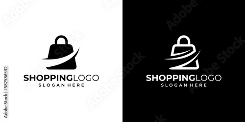 Shopping bag logo design template vector illustration. icon, symbol, creative.
