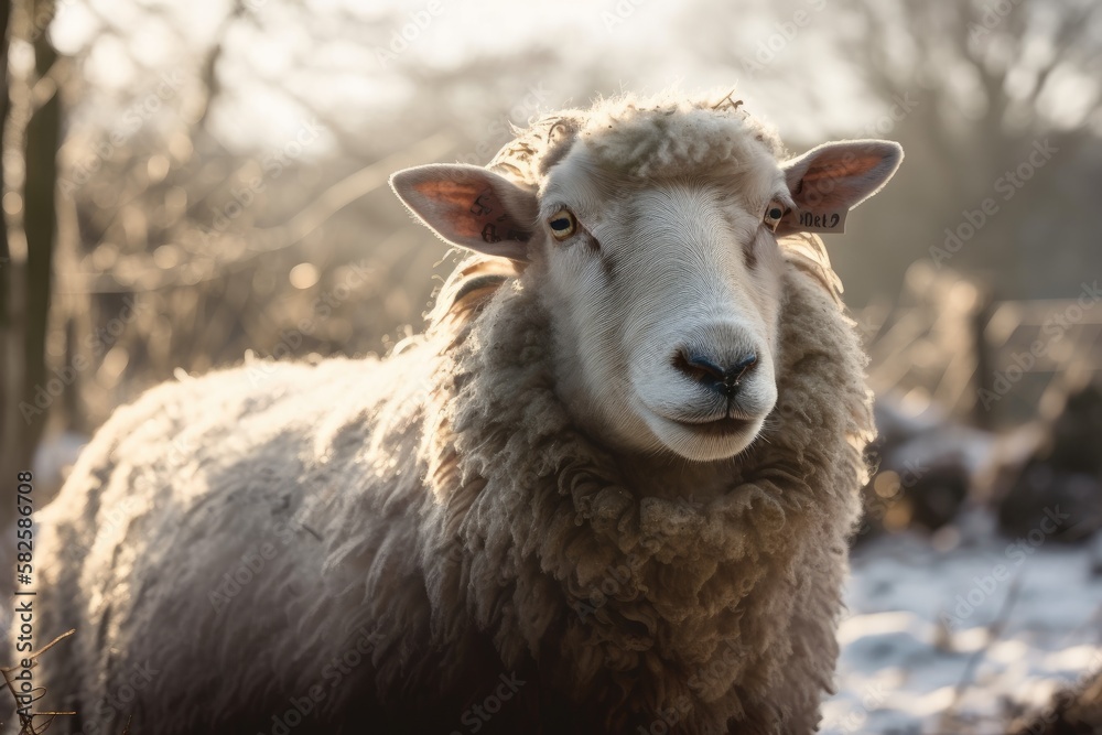 A depiction of a winter sheep. Generative AI