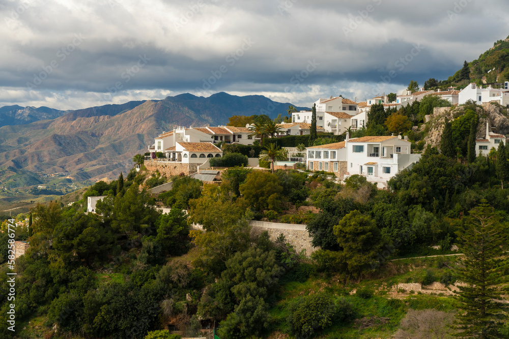 view of Mijas white village in Malaga spain