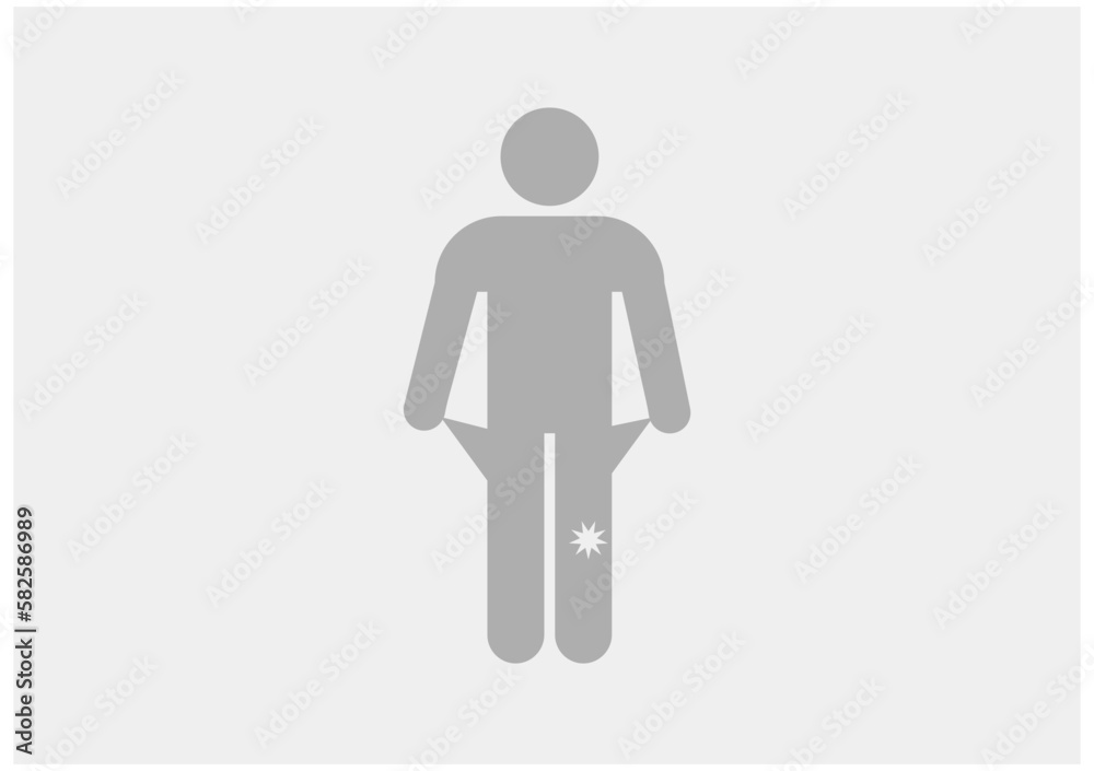 Human silhouette, an icon showing a poor man with empty pockets Human silhouette, an icon showing a poor man with empty pockets