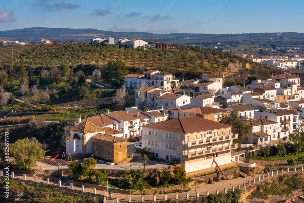 Overview of The historic village of Setenil de las Bodegas in the province of Cadiz
