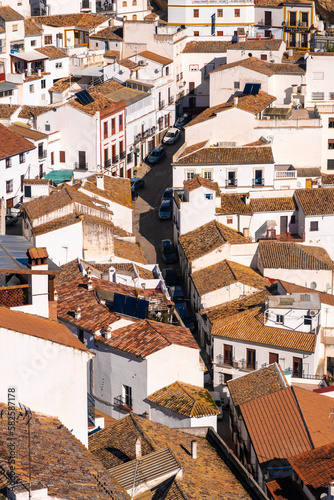 Overview of The historic village of Setenil de las Bodegas in the province of Cadiz