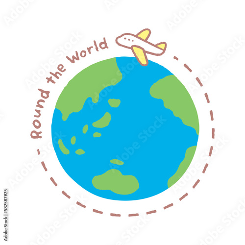 地球_アジア・オセアニア・アメリカ_旅行3_飛行機_主線無し