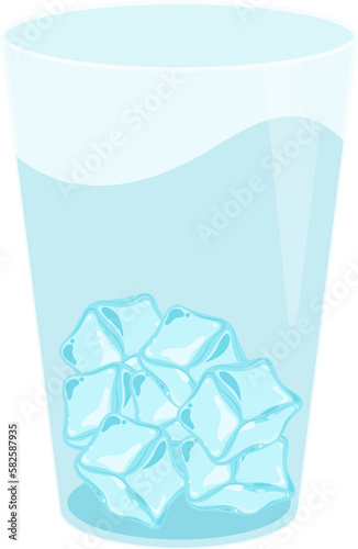 Isolated glass of ice water transparent illustration graphic icons